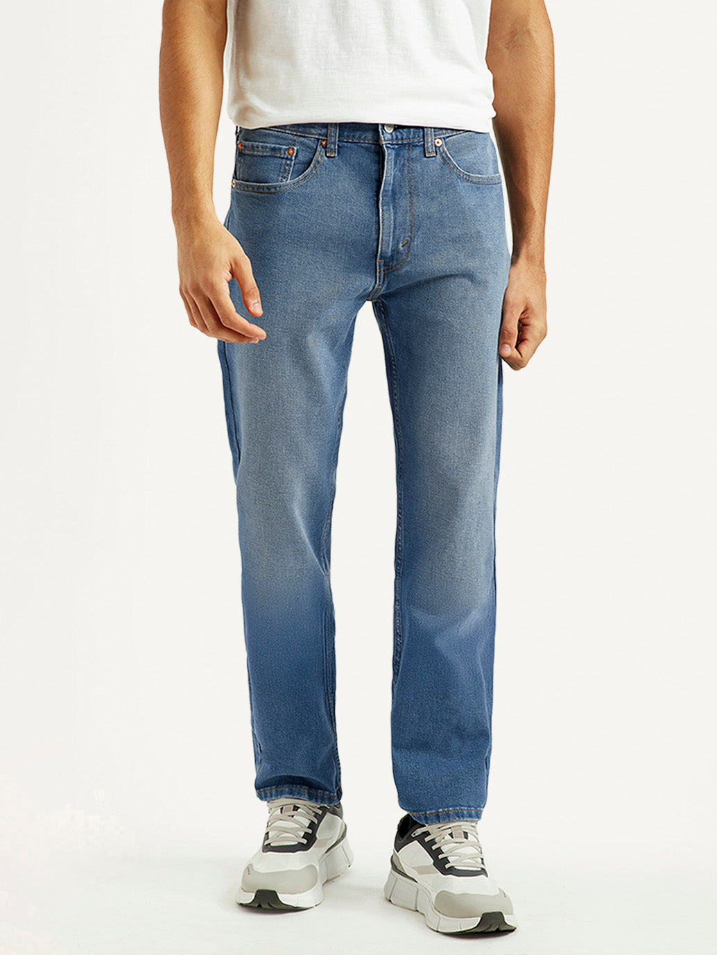 Men's 505 Med Indigo Straight Fit Mid Rise Jeans - Front View
