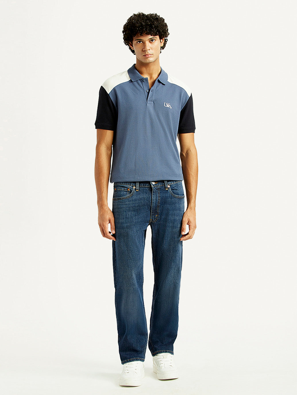 Men's 505 Dark Indigo Straight Fit Mid Rise Jeans - Front View