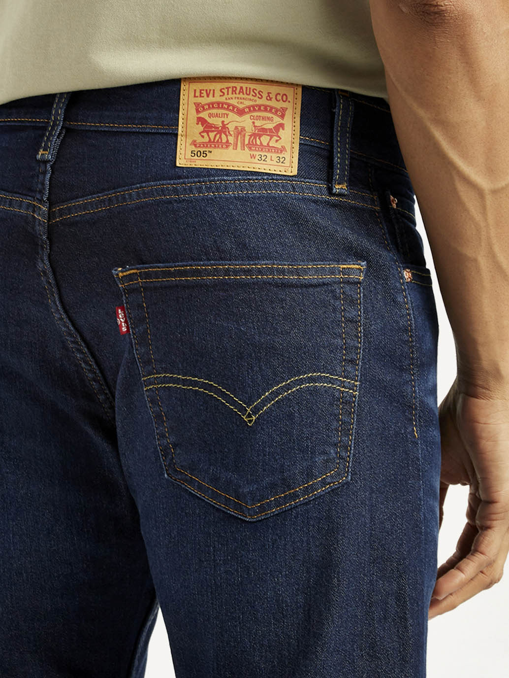 Men's 505 Indigo Straight Fit Mid Rise Jeans - Detail View
