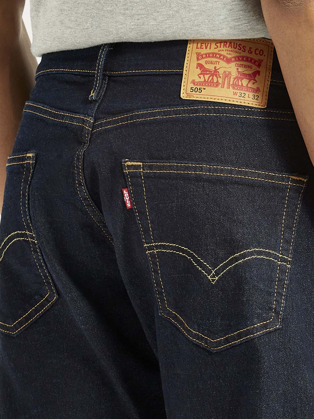 Men's 505 Indigo Straight Fit Mid Rise Jeans - Detail View