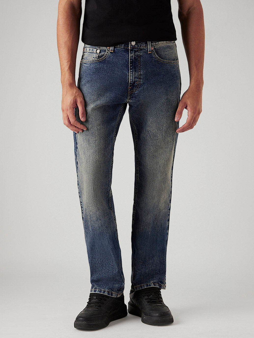 Men's Tinted 505 Med Indigo Straight Fit Mid Rise Jeans - Front View