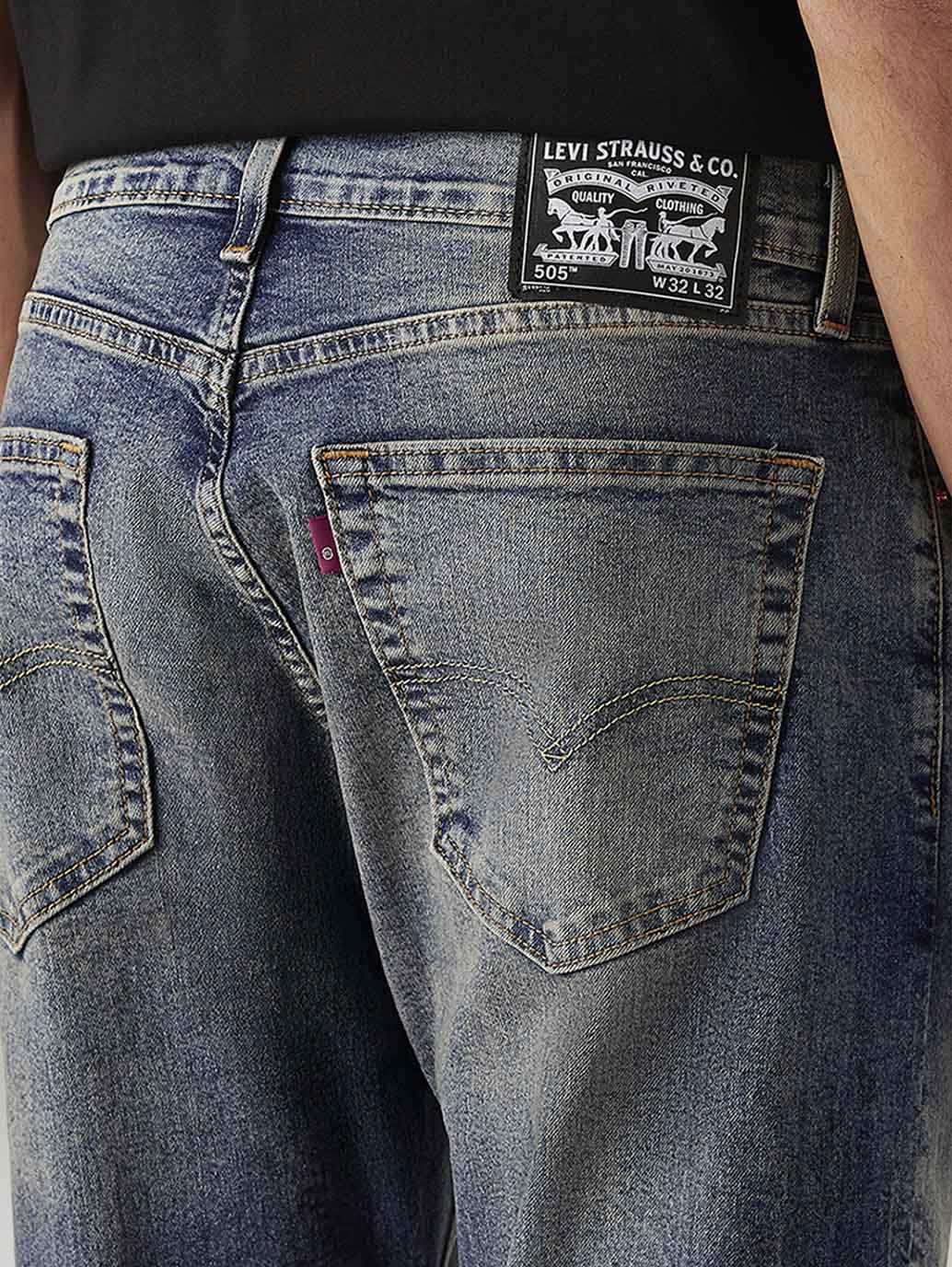 Men's Tinted 505 Med Indigo Straight Fit Mid Rise Jeans - 20 View