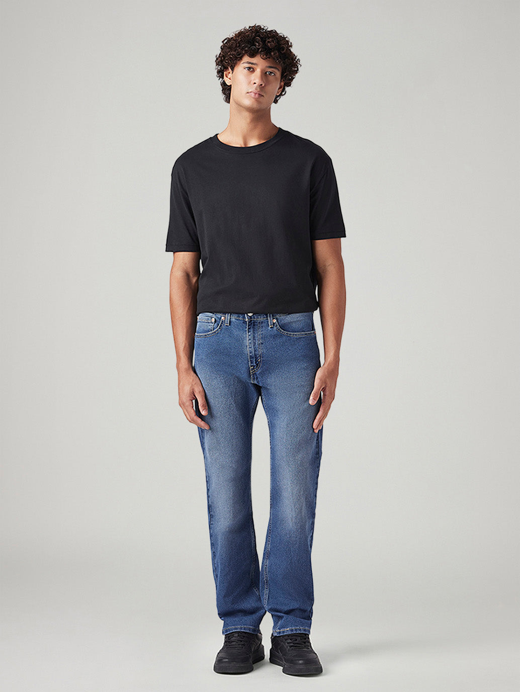 Men's 505 Med Indigo Straight Fit Mid Rise Jeans - Front View
