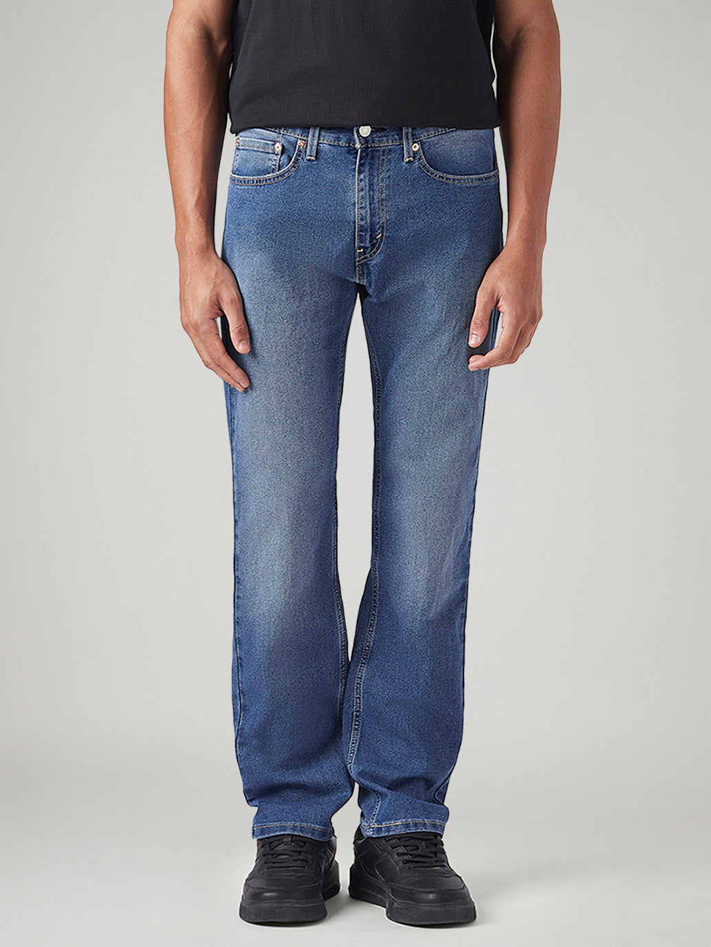 Men's 505 Med Indigo Straight Fit Mid Rise Jeans - Front View