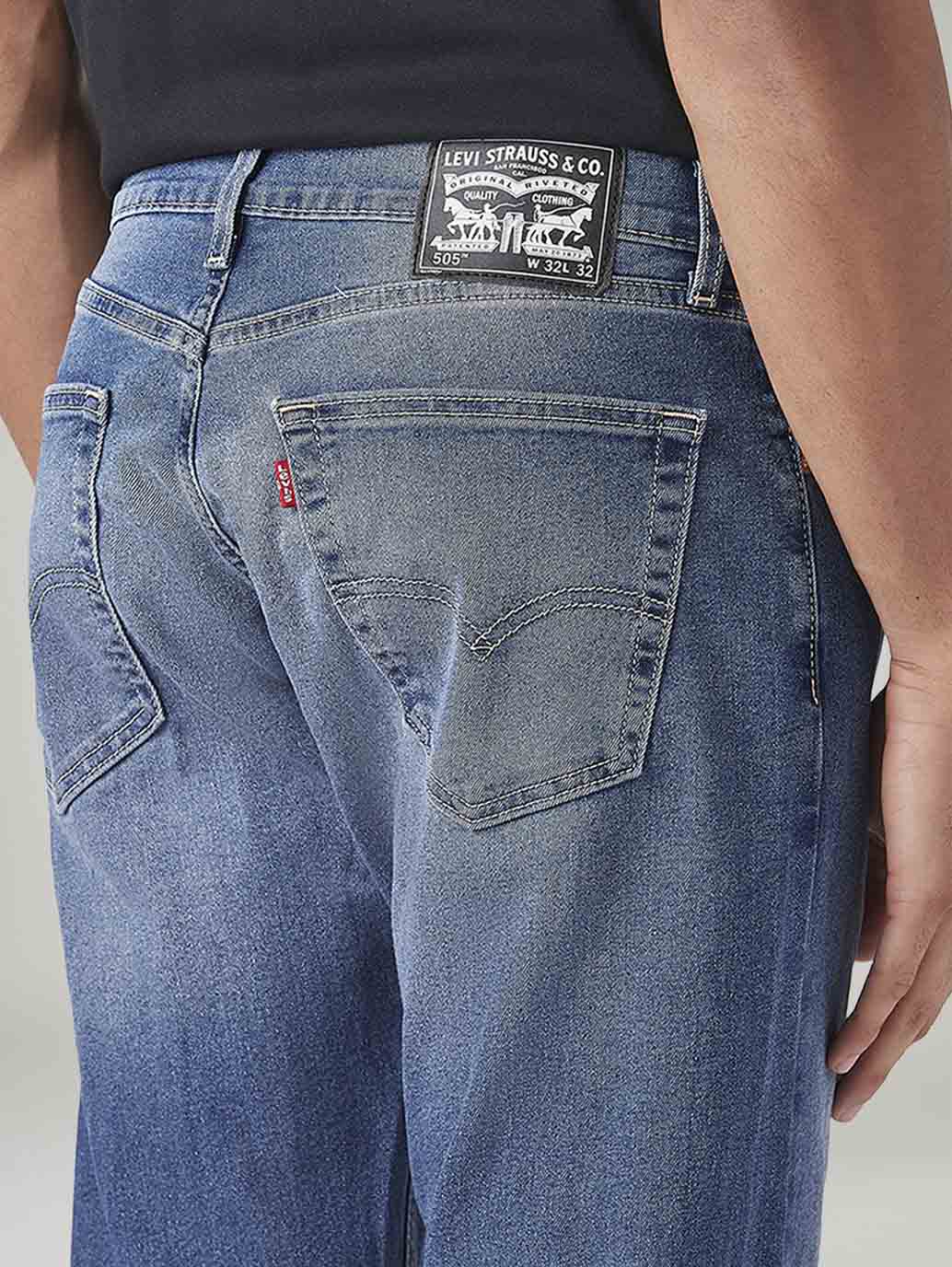Men's 505 Med Indigo Straight Fit Mid Rise Jeans - 20 View