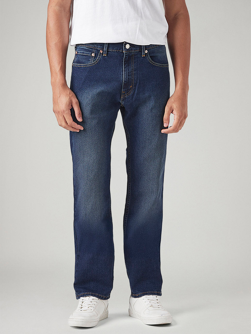 Men's 505 Dark Indigo Straight Fit Mid Rise Tinted Jeans - Front View