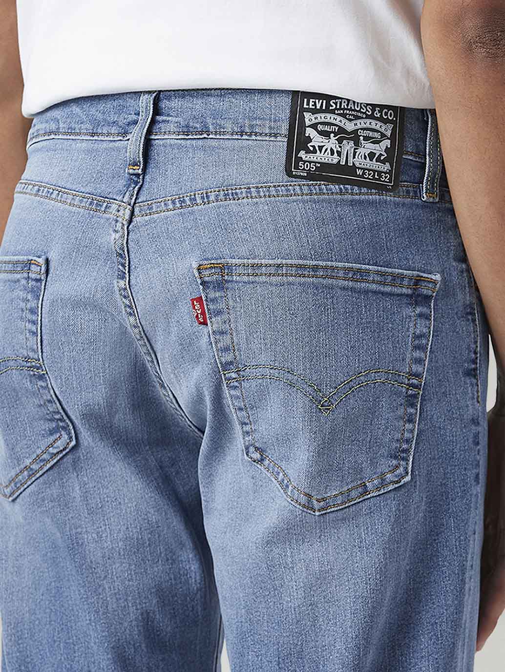 Men's 505 Med Indigo Straight Fit Mid Rise Jeans - Detail View