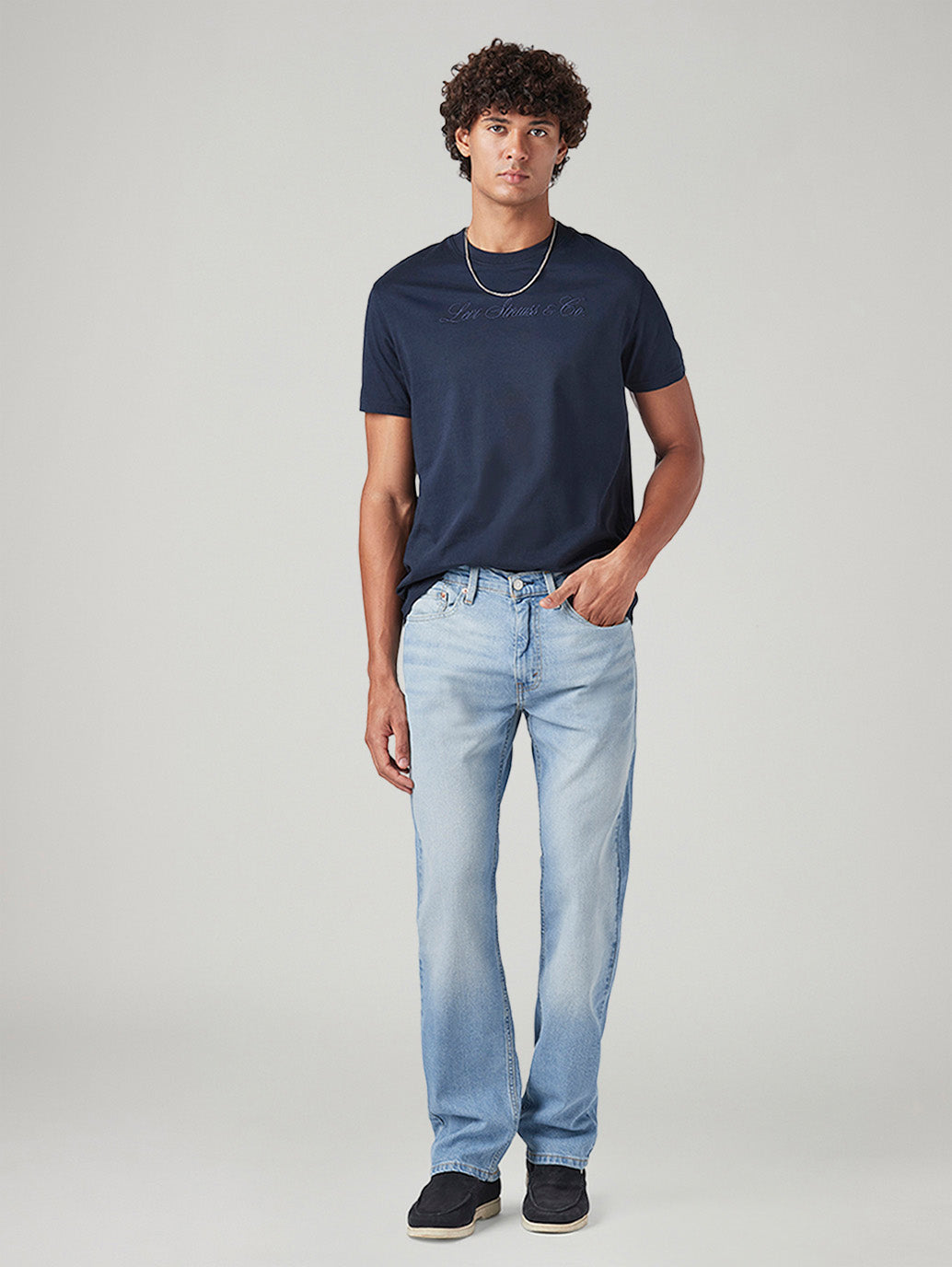 Men's 505 Light Blue Straight Fit Mid Rise Jeans - Styleshot View