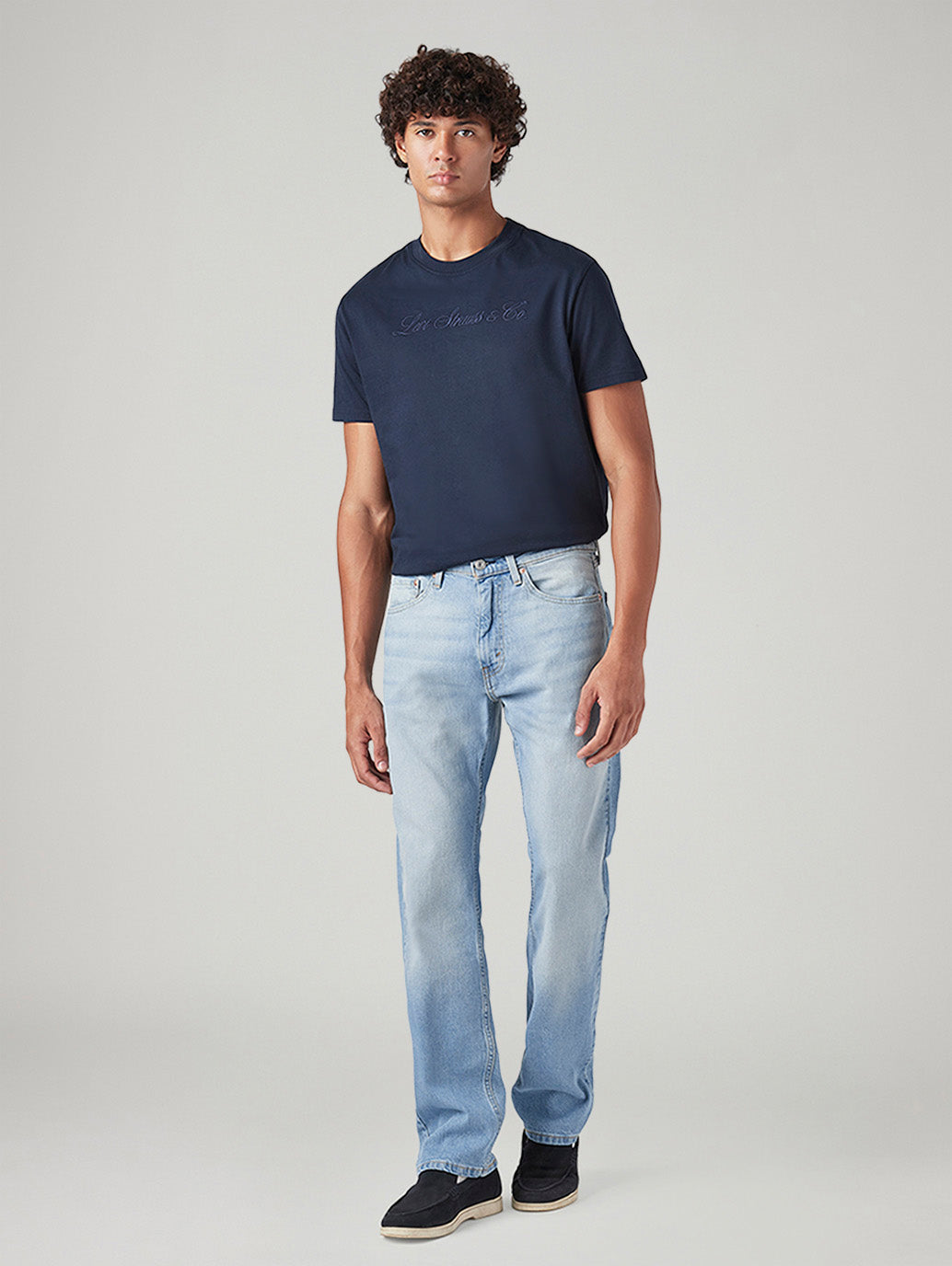 Men's 505 Light Blue Straight Fit Mid Rise Jeans - Front View