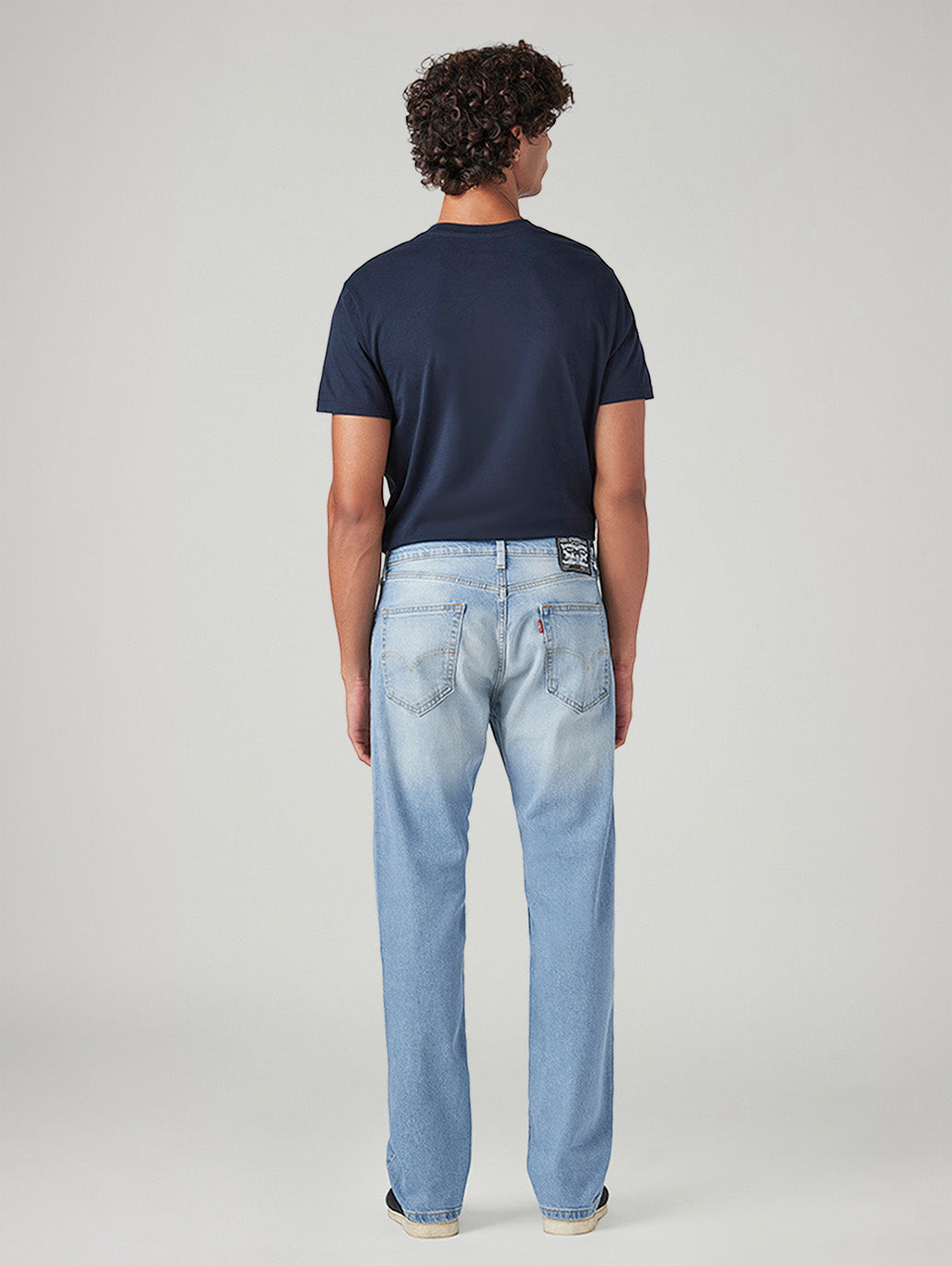 Men's 505 Light Blue Straight Fit Mid Rise Jeans - Back View