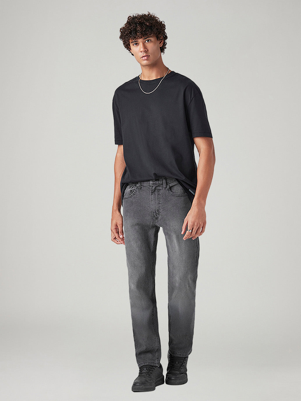 Men's 505 Grey Straight Fit Mid Rise Jeans - Styleshot View