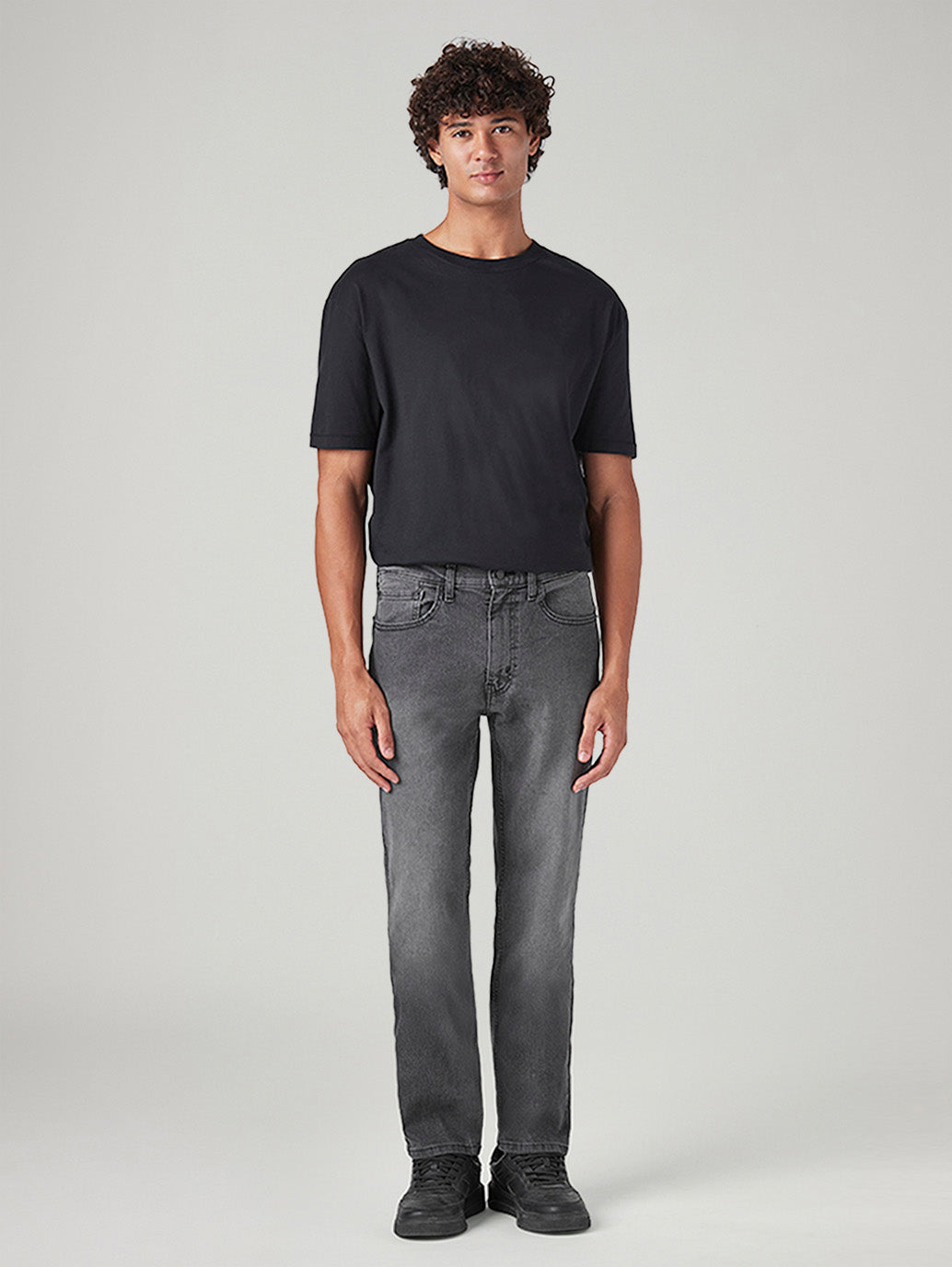 Men's 505 Grey Straight Fit Mid Rise Jeans - Front View