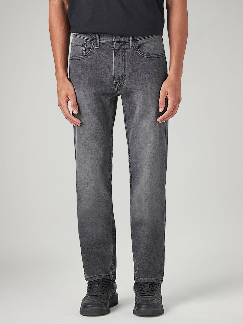 Men's 505 Grey Straight Fit Mid Rise Jeans - Front View