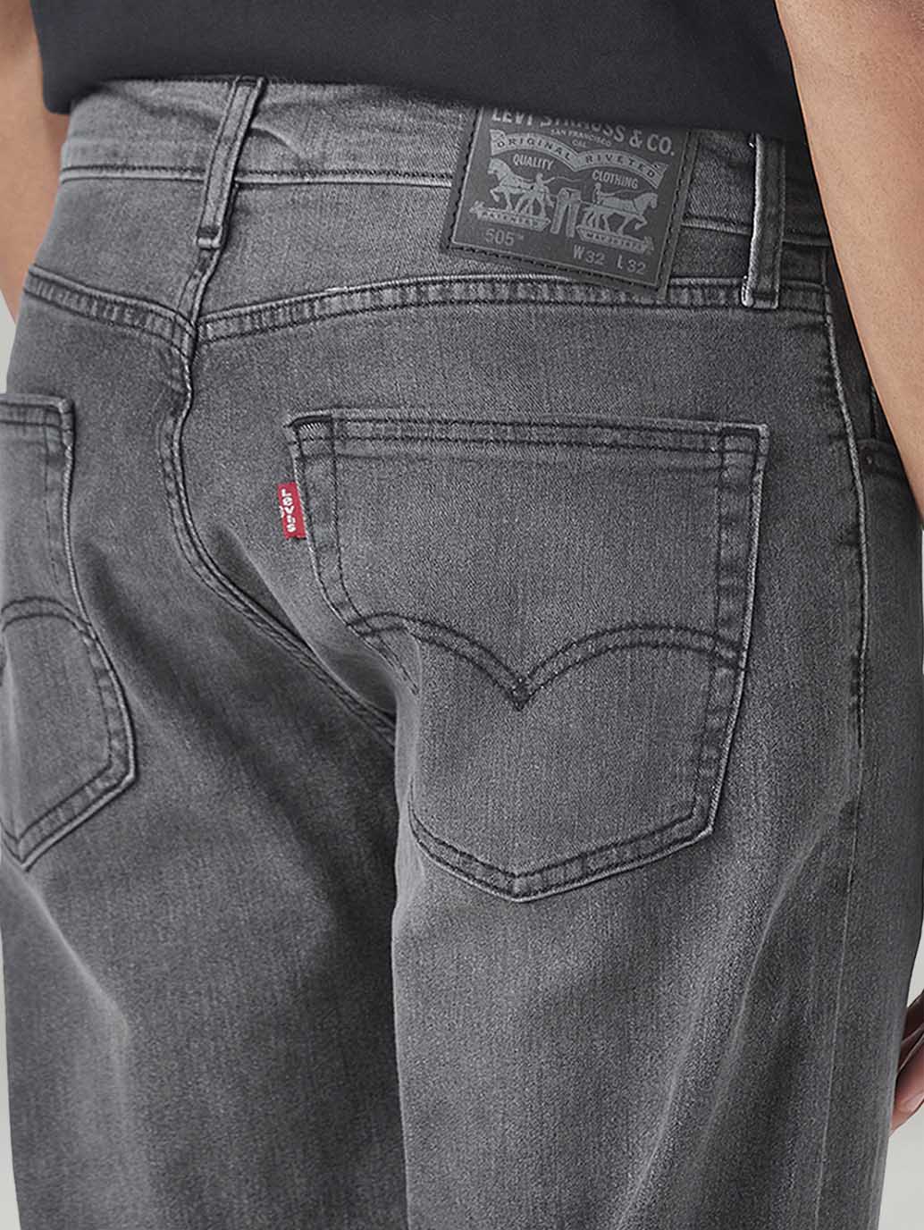 Men's 505 Grey Straight Fit Mid Rise Jeans - 20 View