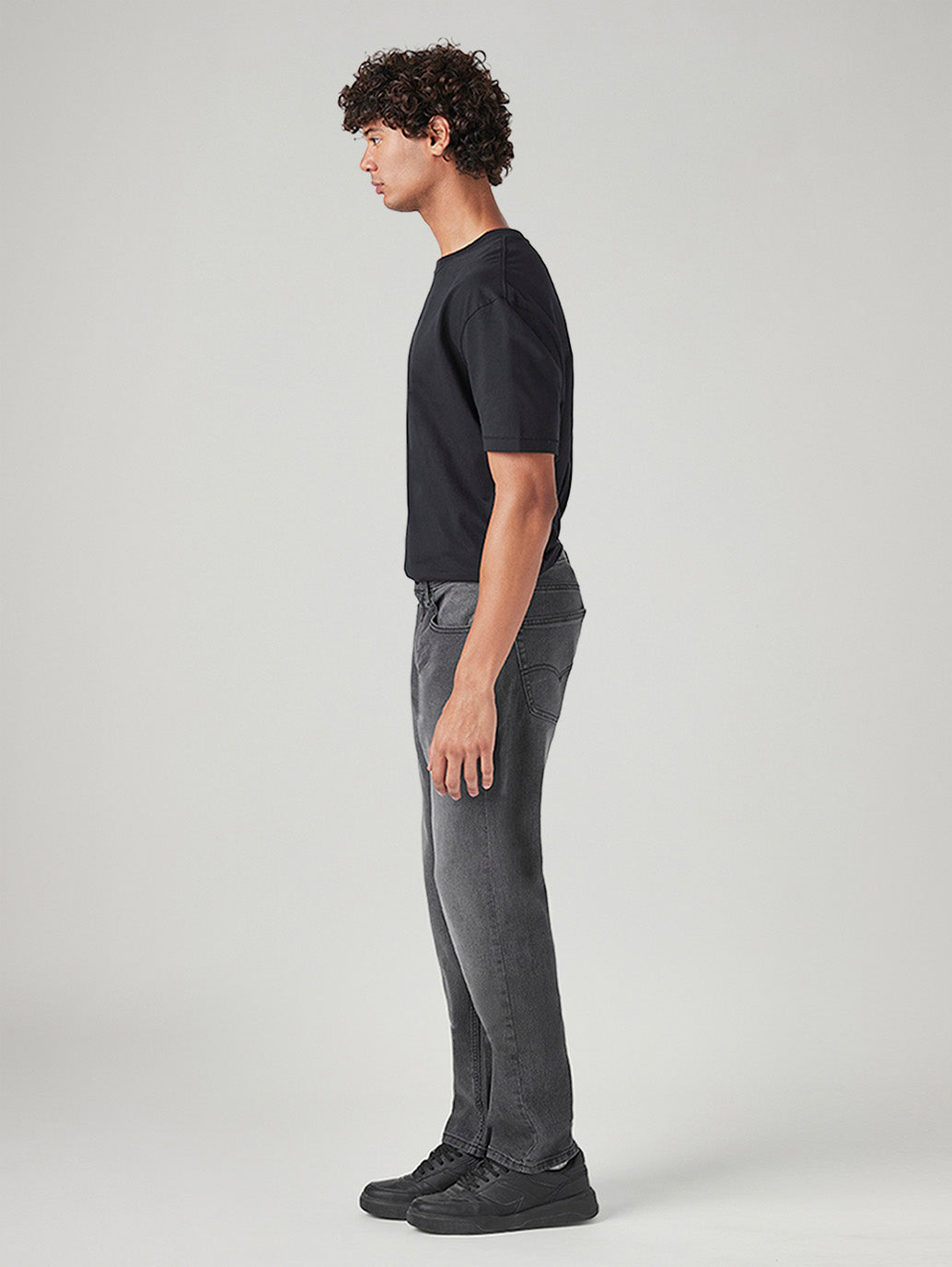 Men's 505 Grey Straight Fit Mid Rise Jeans - Side View