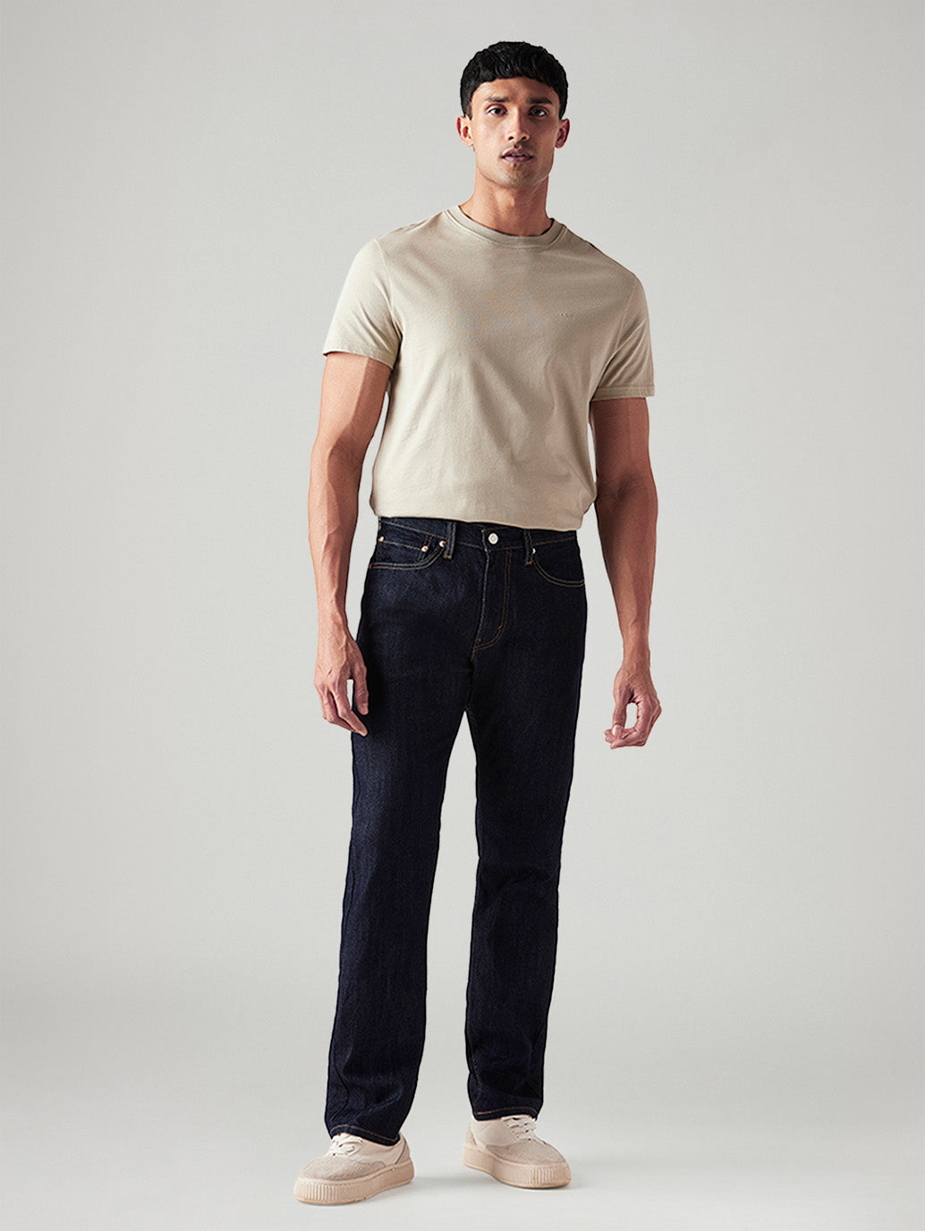 Men's 505 Dark Indigo Straight Fit Mid Rise Jeans - Front View