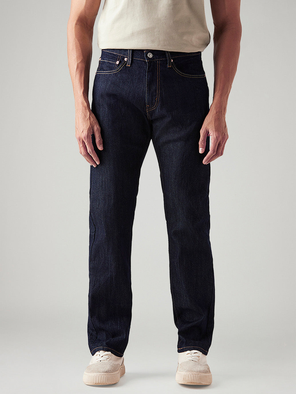 Men's 505 Dark Indigo Straight Fit Mid Rise Jeans - Front View