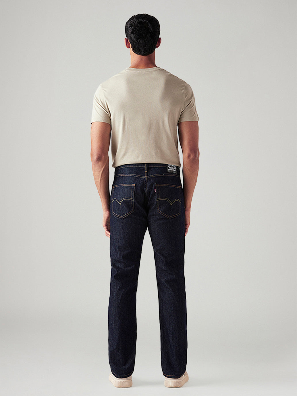 Men's 505 Dark Indigo Straight Fit Mid Rise Jeans - Back View