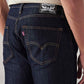 Men's 505 Dark Indigo Straight Fit Mid Rise Jeans - Detail View