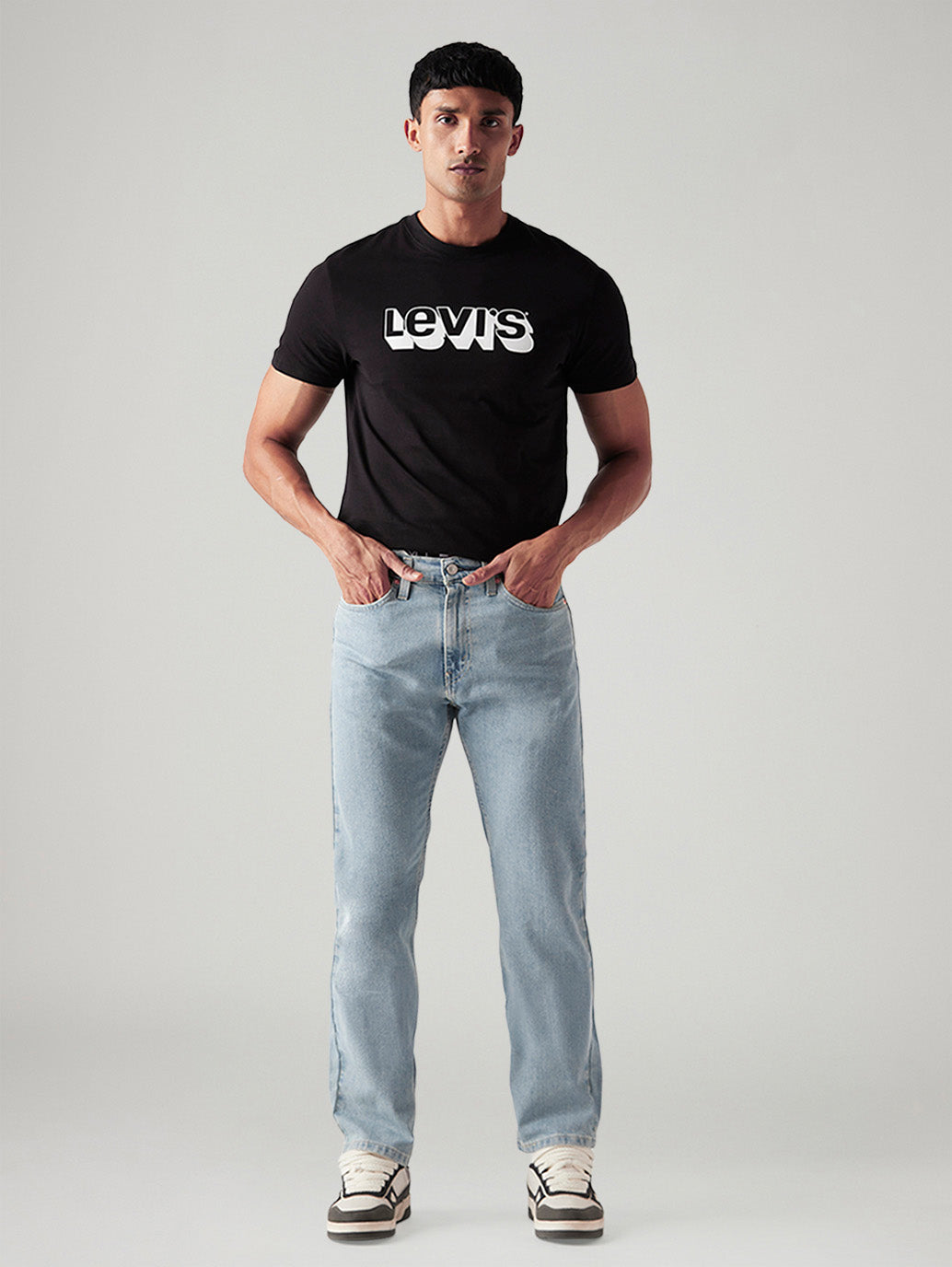 Men's 505 Light Indigo Straight Fit Mid Rise Jeans - Front View