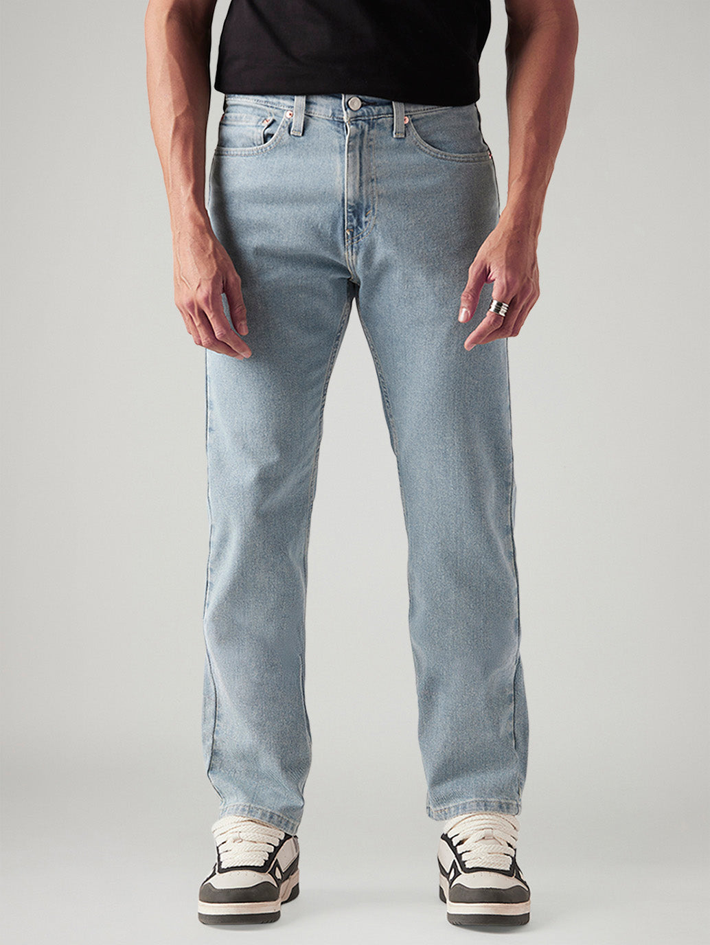 Men's 505 Light Indigo Straight Fit Mid Rise Jeans - Front View