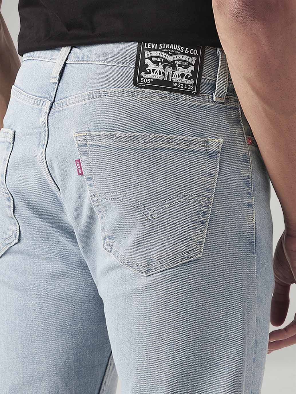 Men's 505 Light Indigo Straight Fit Mid Rise Jeans - Detail View