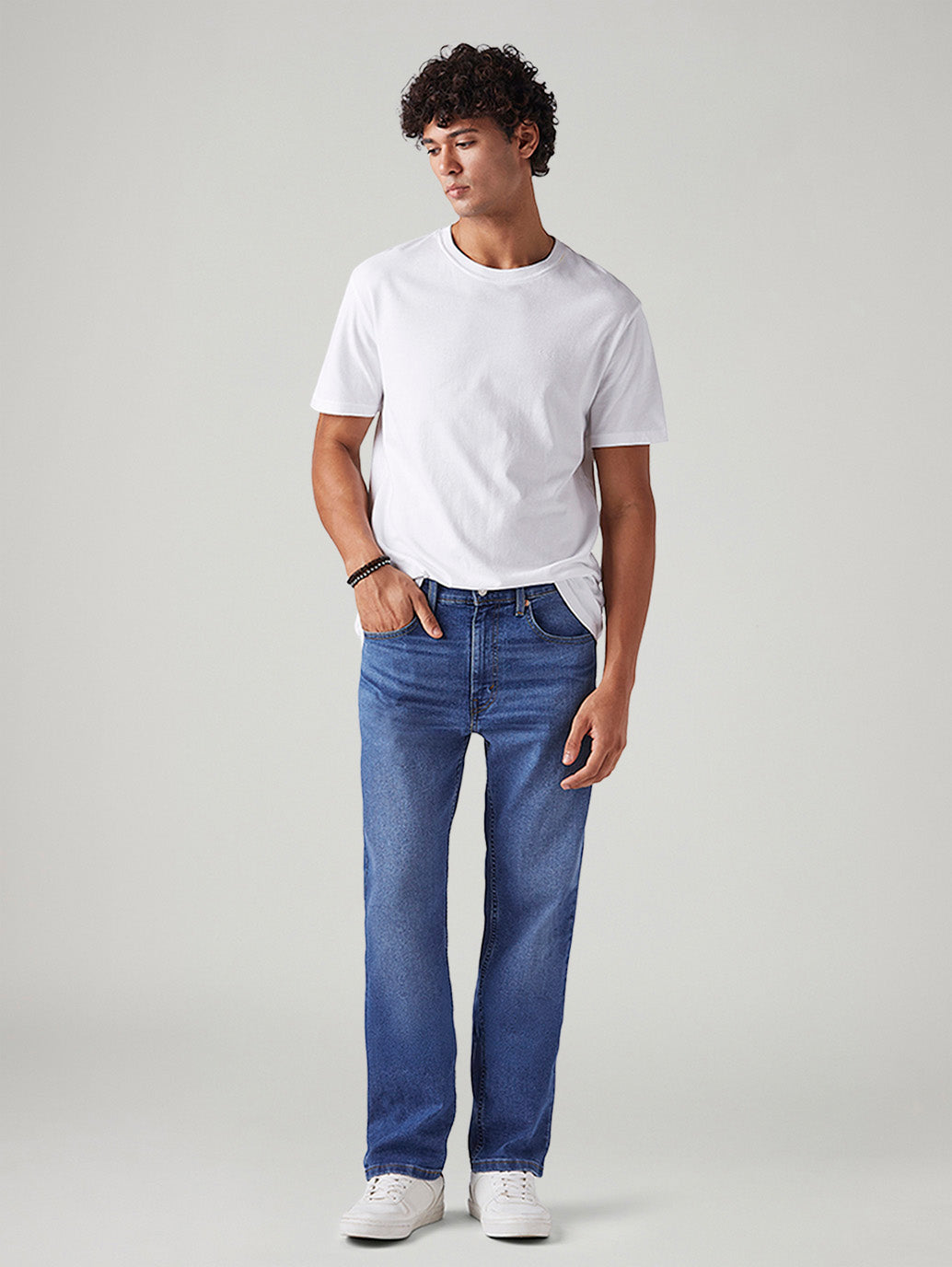 Men's 505 Blue Straight Fit Mid Rise Jeans