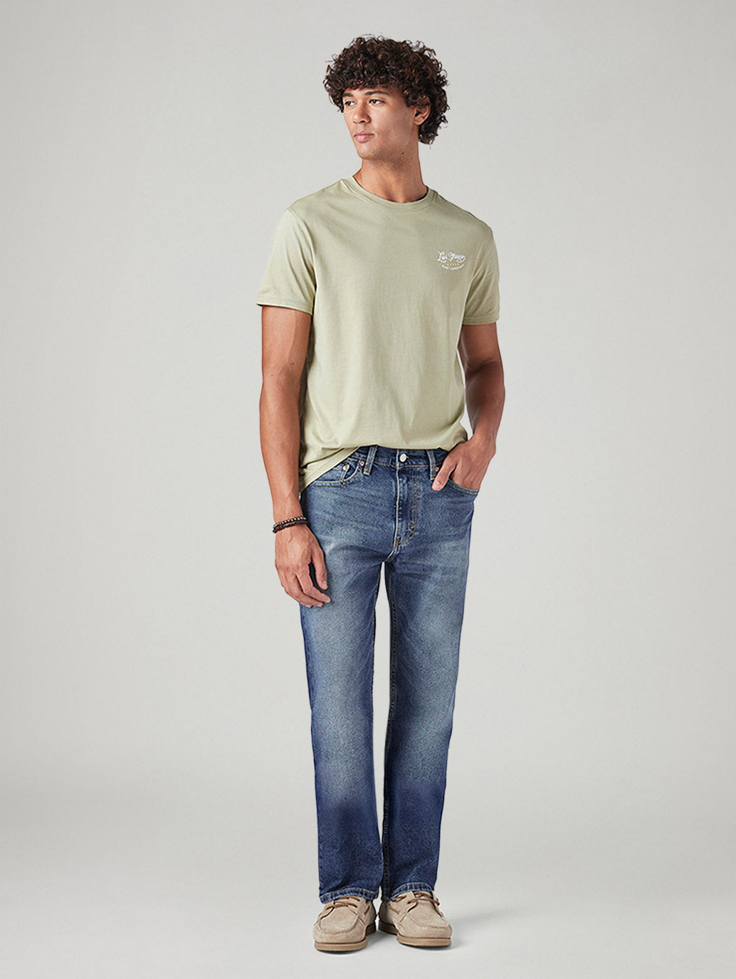 Men's 505 Blue Straight Fit Mid Rise Jeans