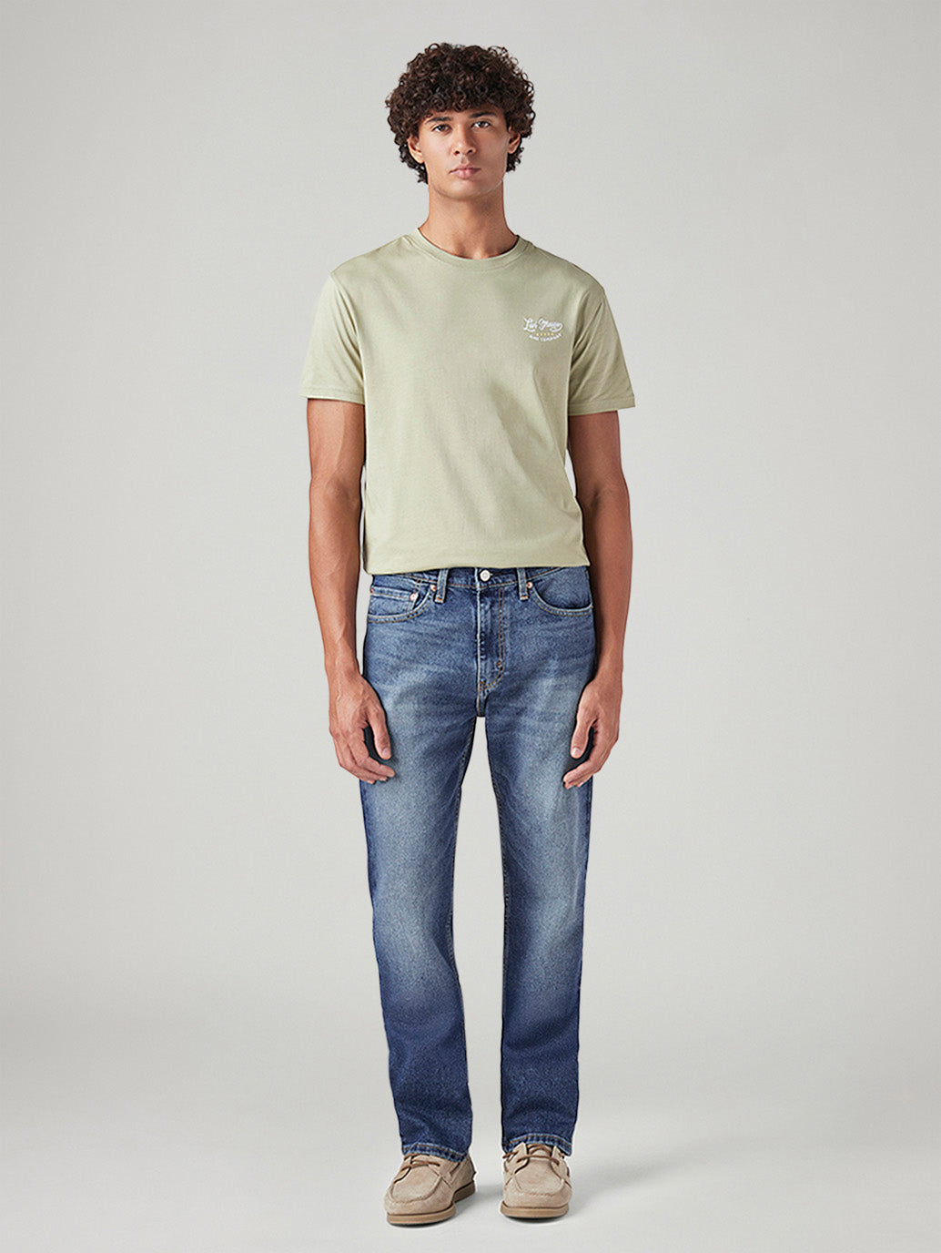 Men's 505 Blue Straight Fit Mid Rise Jeans - Front View