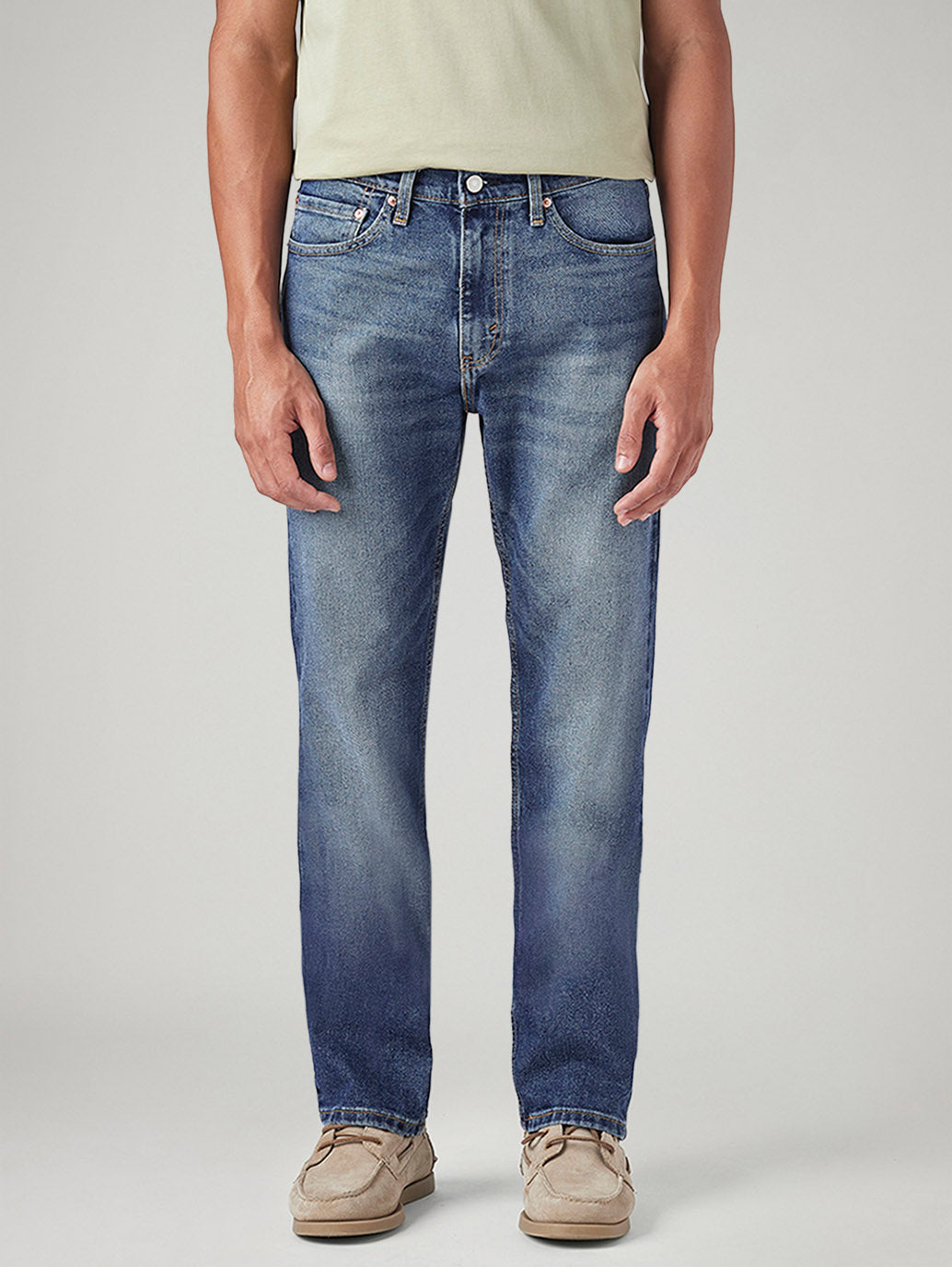 Men's 505 Blue Straight Fit Mid Rise Jeans - Front View