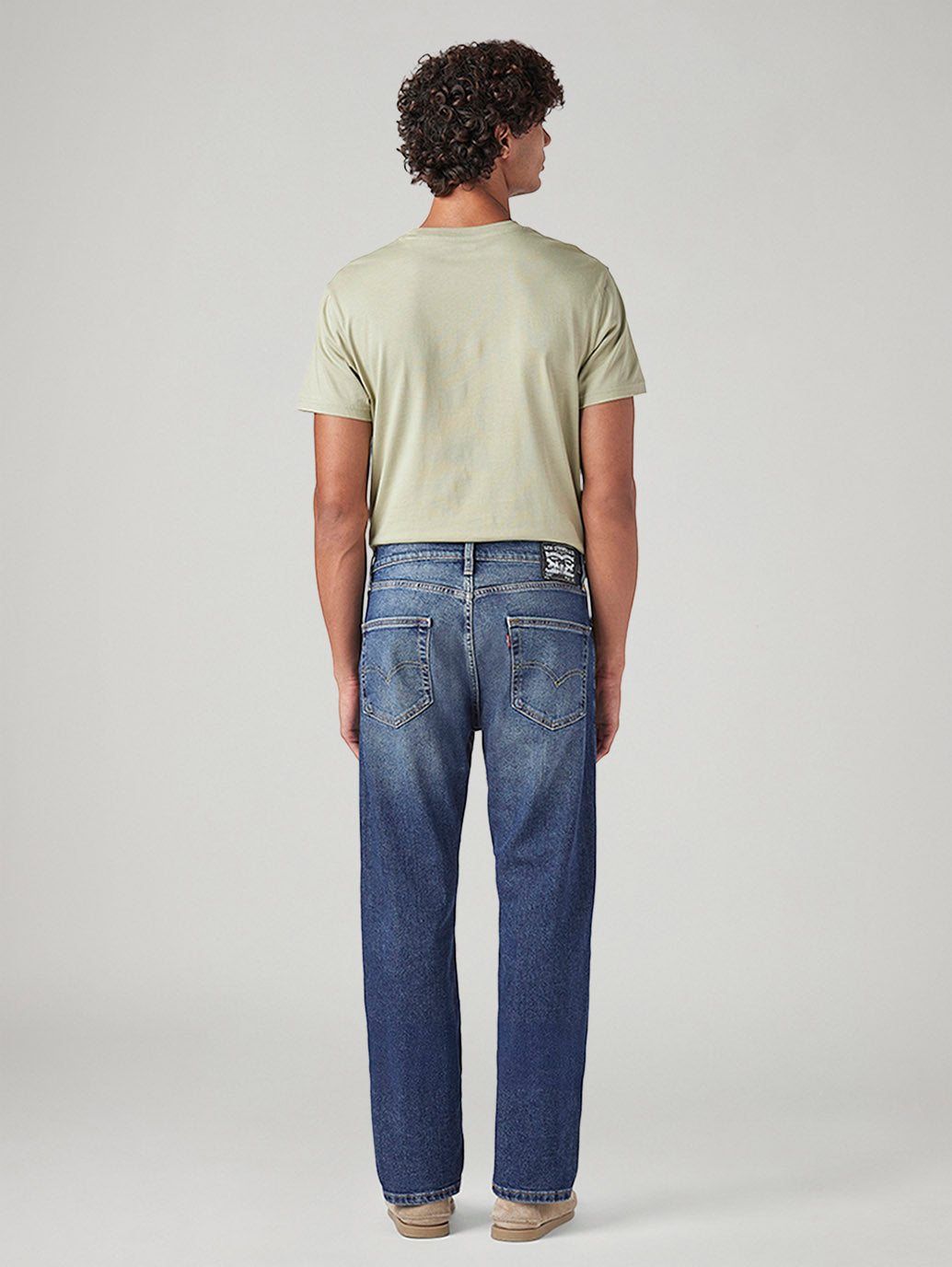 Men's 505 Blue Straight Fit Mid Rise Jeans - Back View