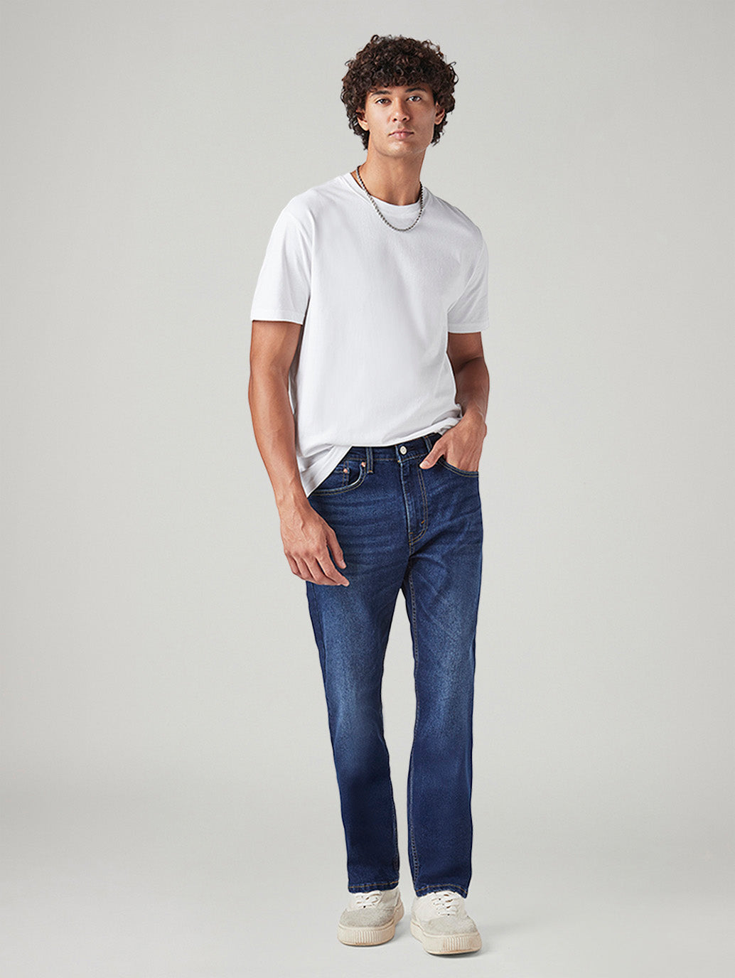 Men's 505 Blue Straight Fit Mid Rise Jeans - Styleshot View