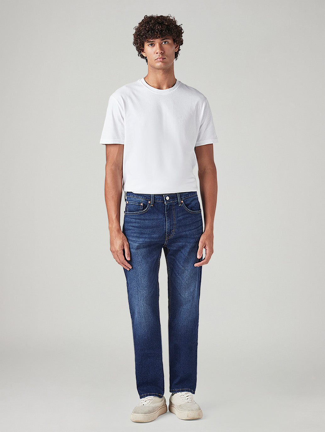 Men's 505 Blue Straight Fit Mid Rise Jeans - Front View