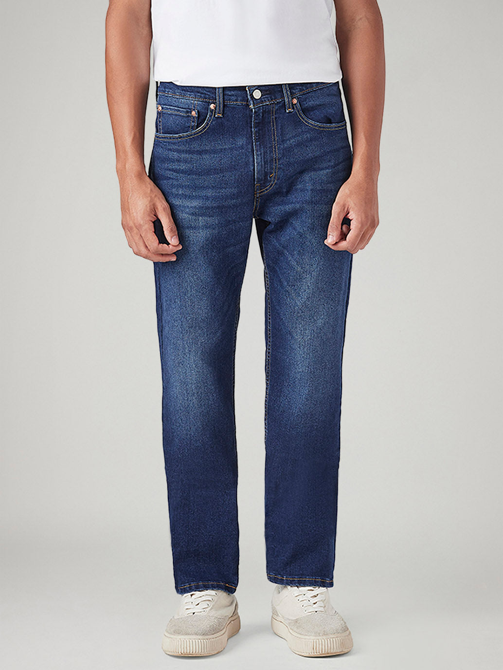 Men's 505 Blue Straight Fit Mid Rise Jeans - Front View