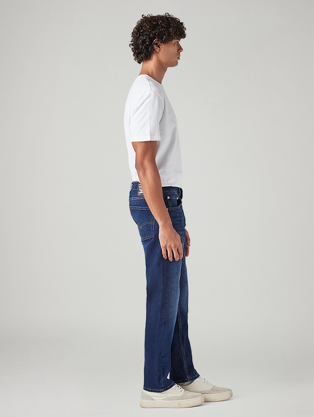 Men's 505 Blue Straight Fit Mid Rise Jeans - Side View