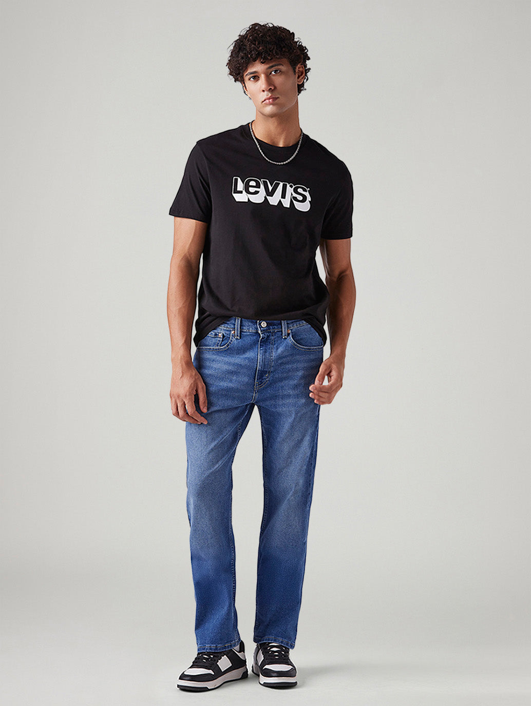 Men's 505 Blue Straight Fit Mid Rise Jeans