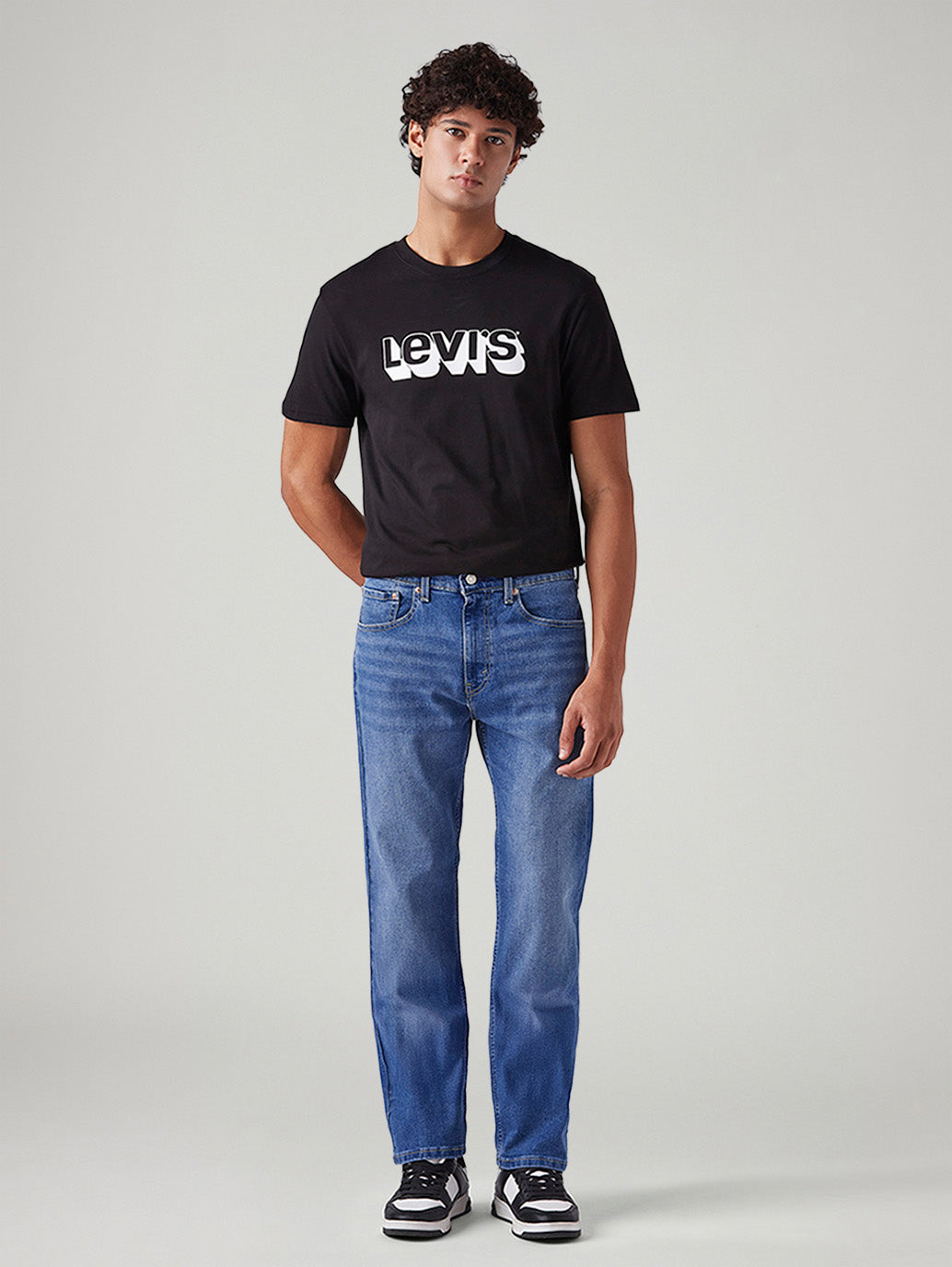 Men's 505 Blue Straight Fit Mid Rise Jeans - Front View