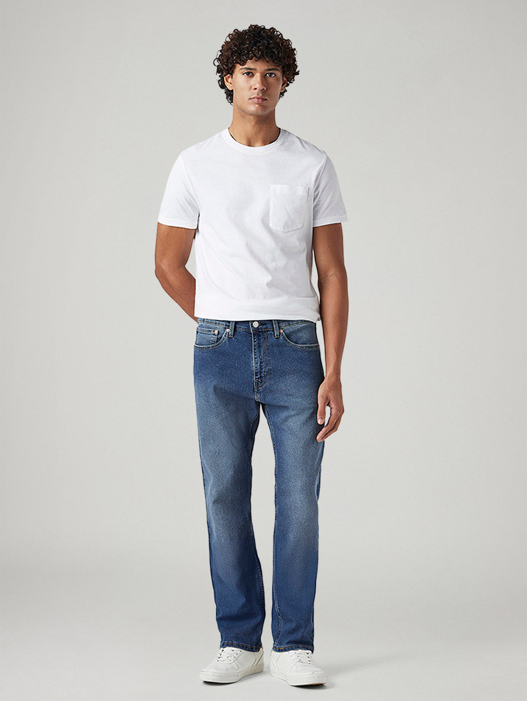 Men's 505 Med Indigo Straight Fit Mid Rise Jeans - Front View