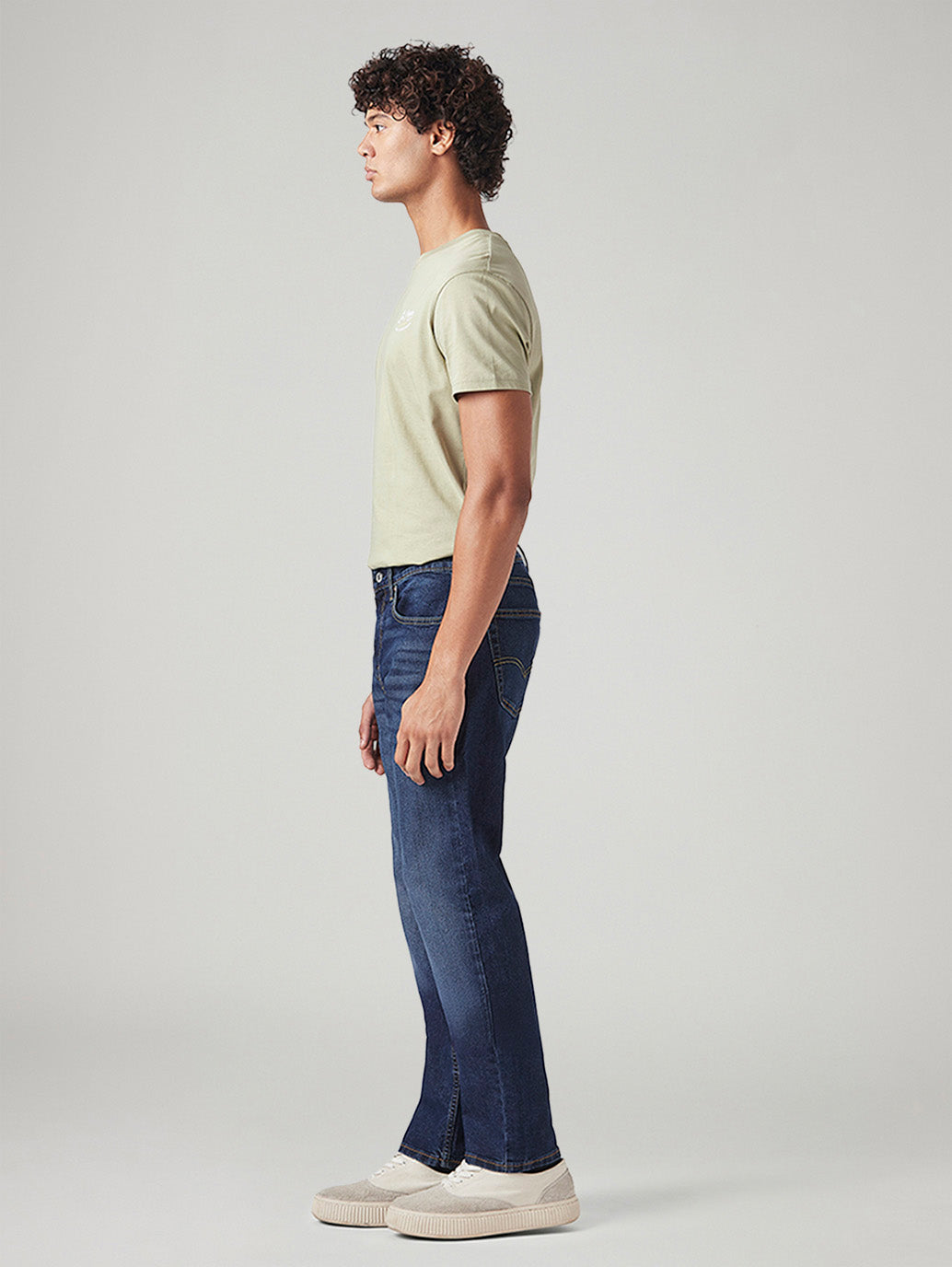 Men's 505 Med Indigo Straight Fit Mid Rise Tinted Jeans - Side View