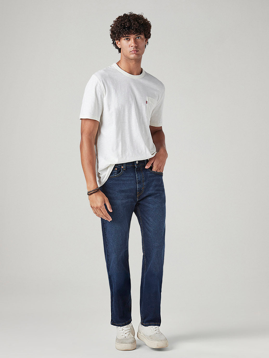 Men's 505 Blue Straight Fit Mid Rise Jeans
