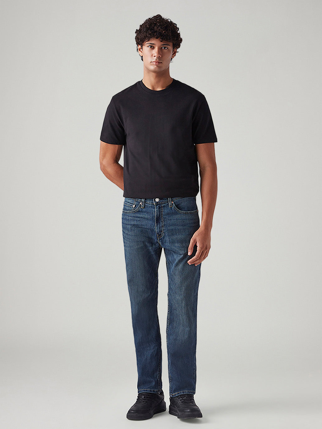 Men's 505 Blue Straight Fit Mid Rise Jeans - Front View