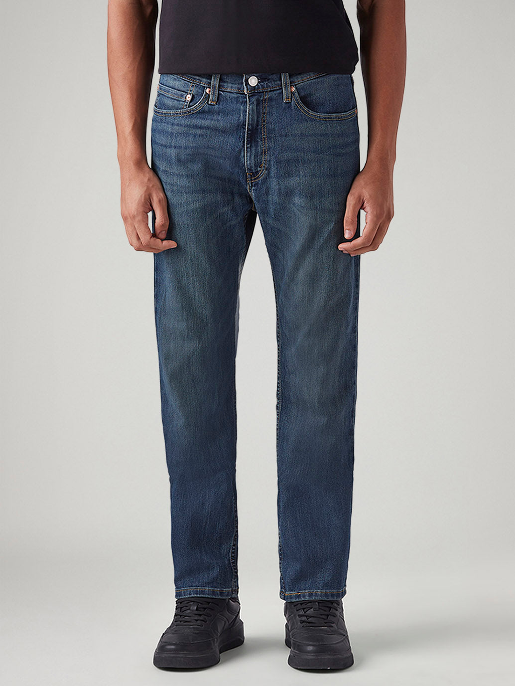 Men's 505 Blue Straight Fit Mid Rise Jeans - Front View