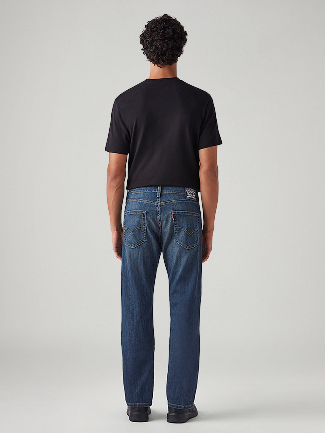 Men's 505 Blue Straight Fit Mid Rise Jeans - Back View