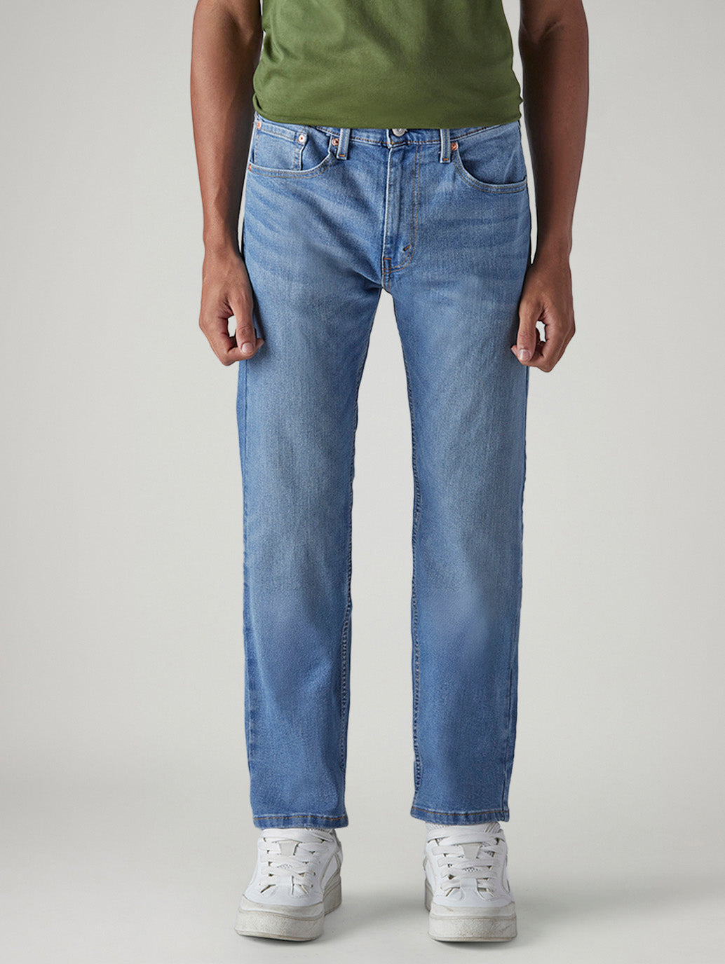Men's 505 Blue Straight Fit Mid Rise Jeans - Front View