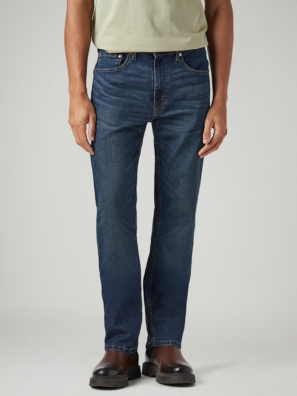 Men's 505 Dark Indigo Straight Fit Mid Rise Tinted Jeans - Front View