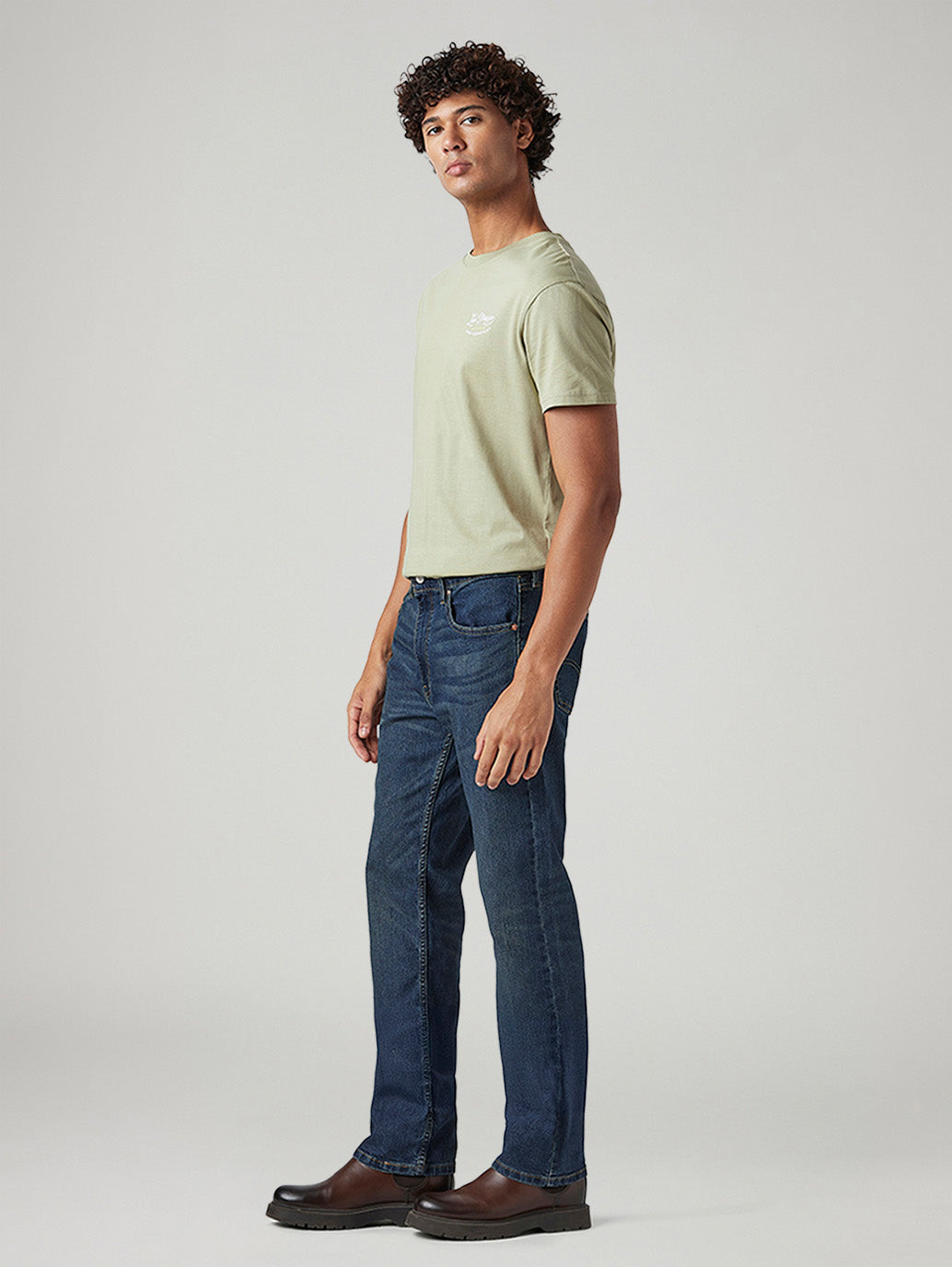 Men's 505 Dark Indigo Straight Fit Mid Rise Tinted Jeans - Side View