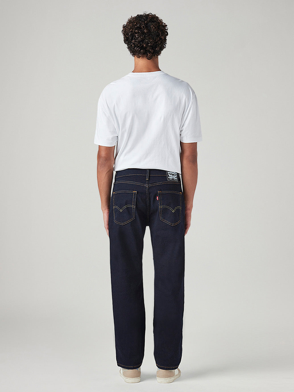 Men's 505 Dark Blue Straight Fit Mid Rise Jeans - Back View