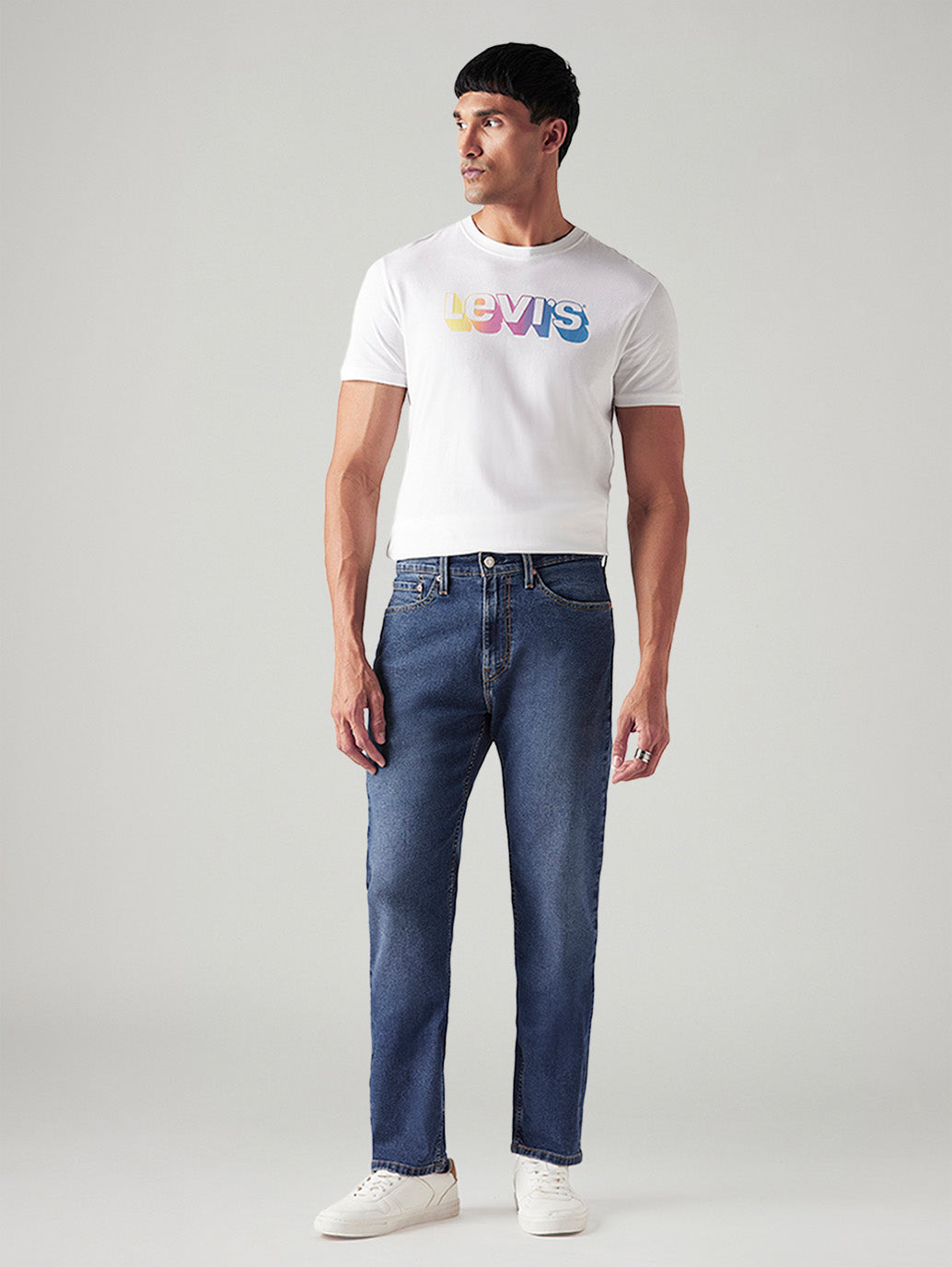 Men's 505 Med Indigo Straight Fit Mid Rise Jeans - Front View