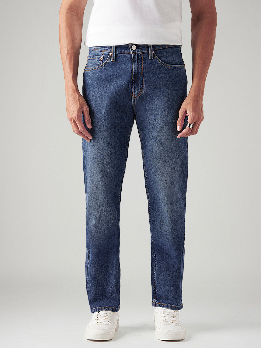 Men's 505 Med Indigo Straight Fit Mid Rise Jeans - Front View