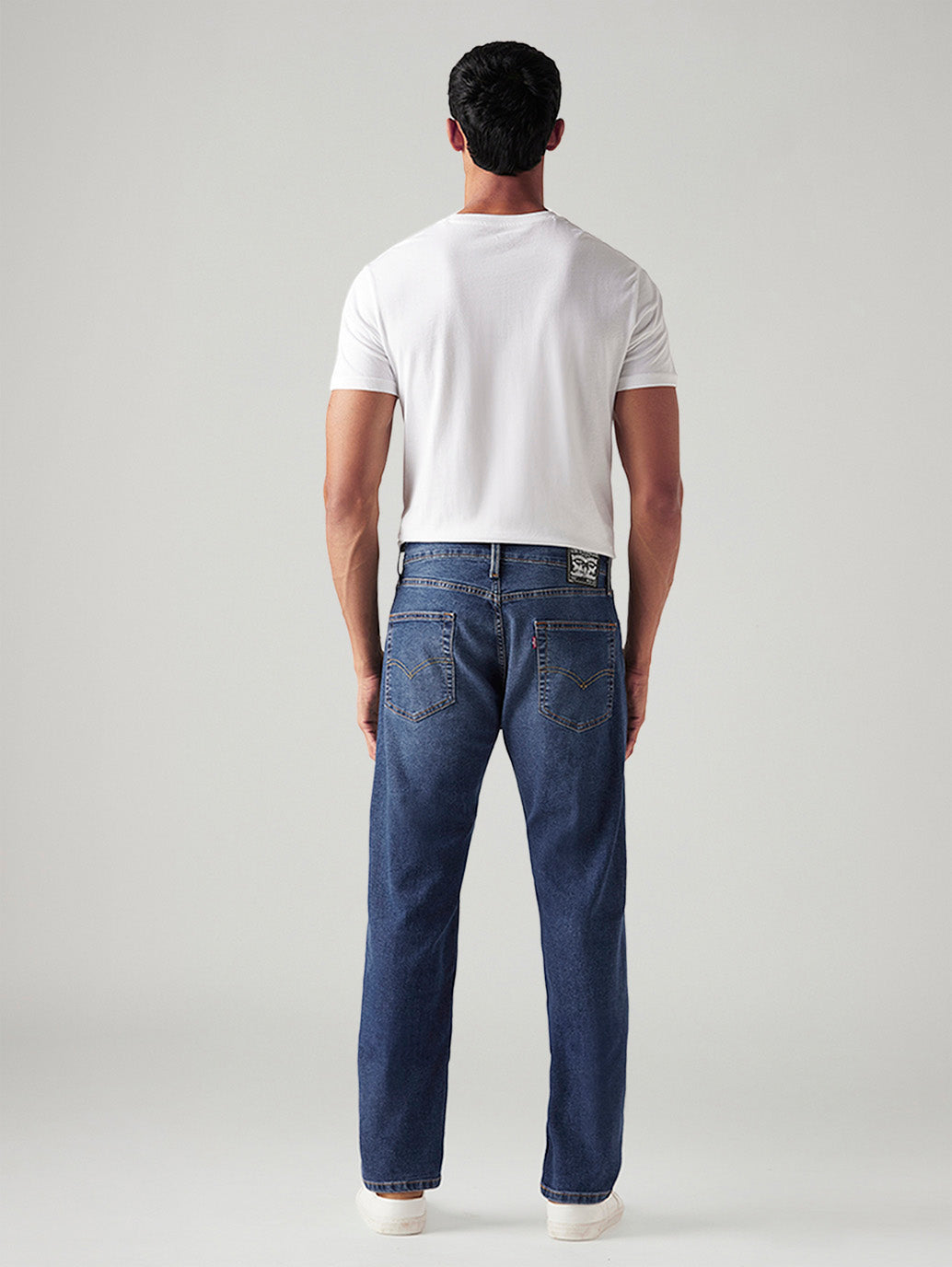 Men's 505 Med Indigo Straight Fit Mid Rise Jeans - Back View